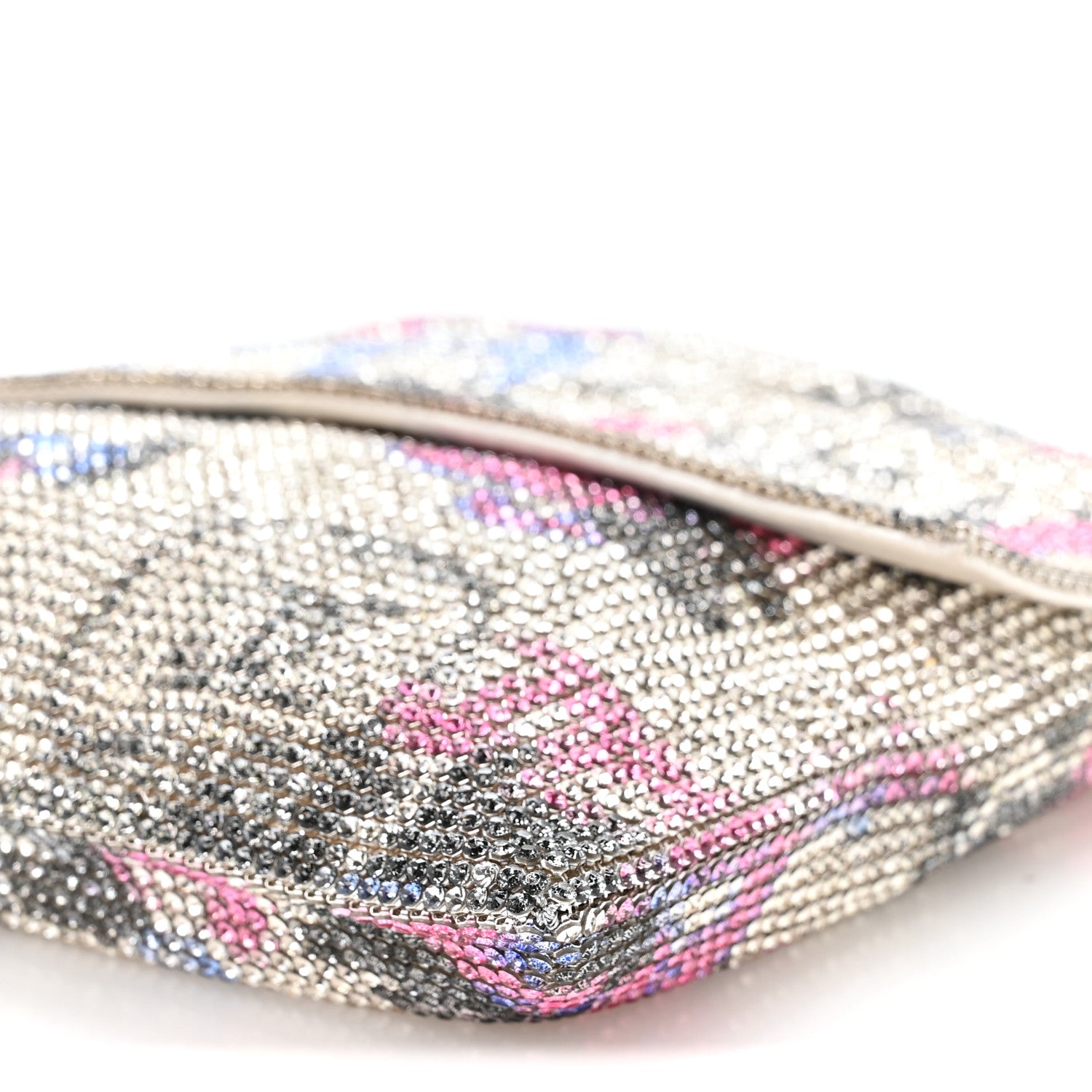 Chanel Satin Chainmail Crystal Graffiti CC Messenger Bag Silver Multicolor 10 of 10