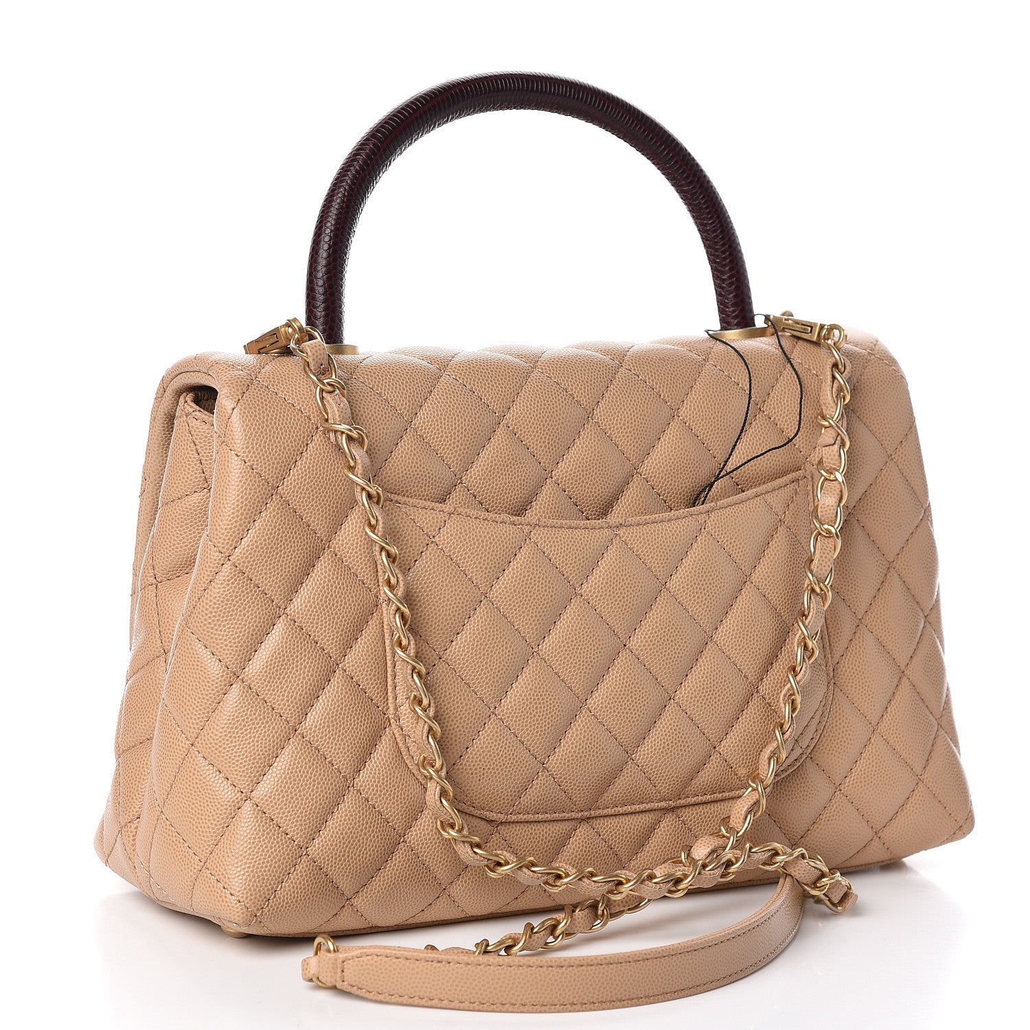 Chanel Caviar Lizard Embossed Quilted Small Coco Handle Flap Beige 3 of 11