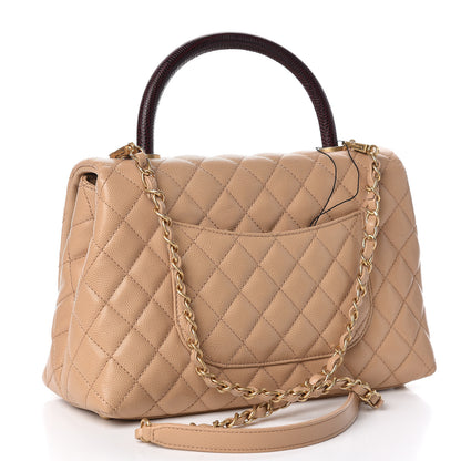 Chanel Caviar Lizard Embossed Quilted Small Coco Handle Flap Beige 3 of 11