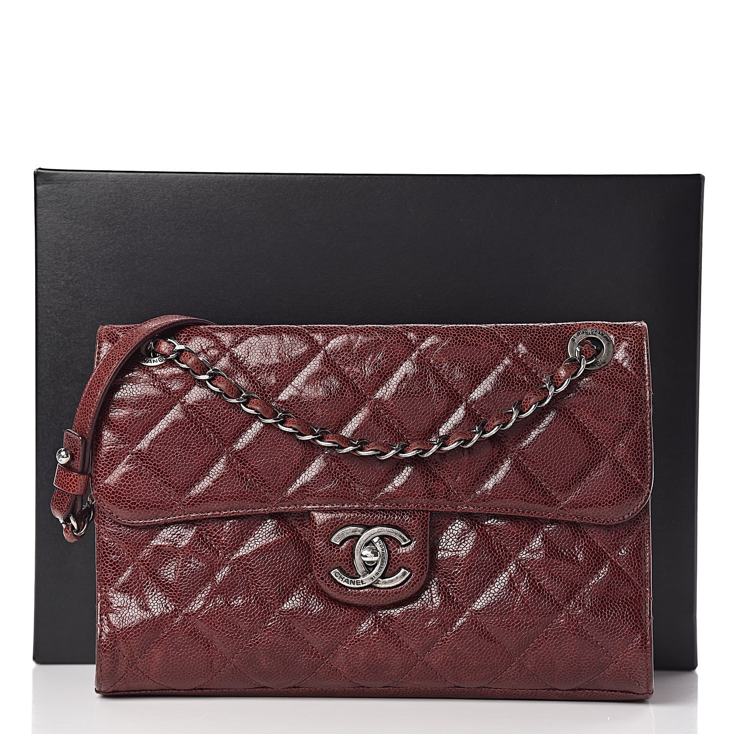 Chanel Crumpled Grained Calfskin Medium CC Crave Flap Bordeaux 19 of 19