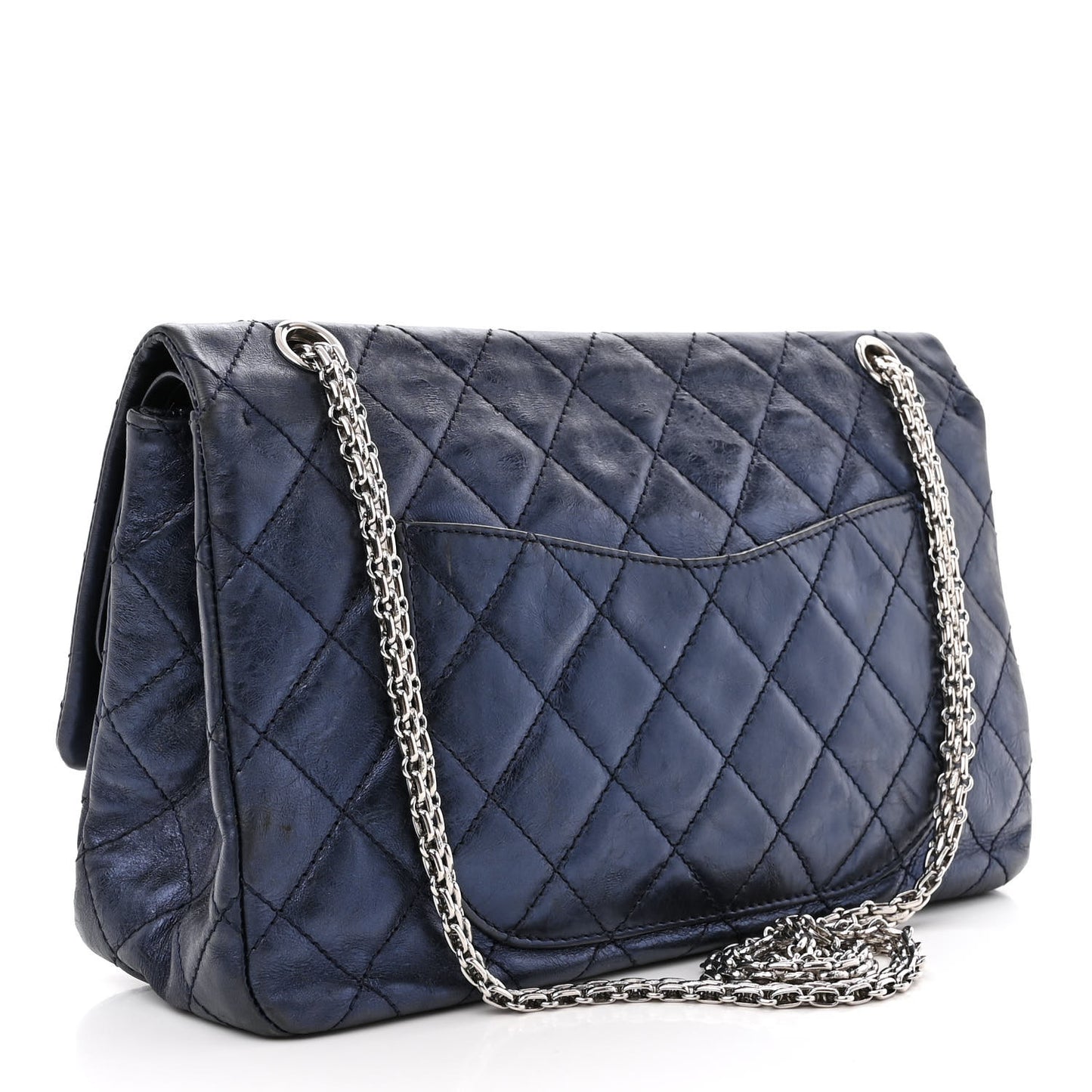 Aged Calfskin Quilted 2.55 Reissue 227 Flap Navy Blue