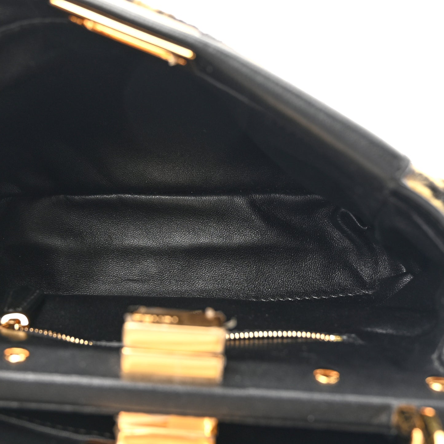 Shearling Nappa Macro FF 1974 Mini Peekaboo Iconic Satchel Tobacco Black
