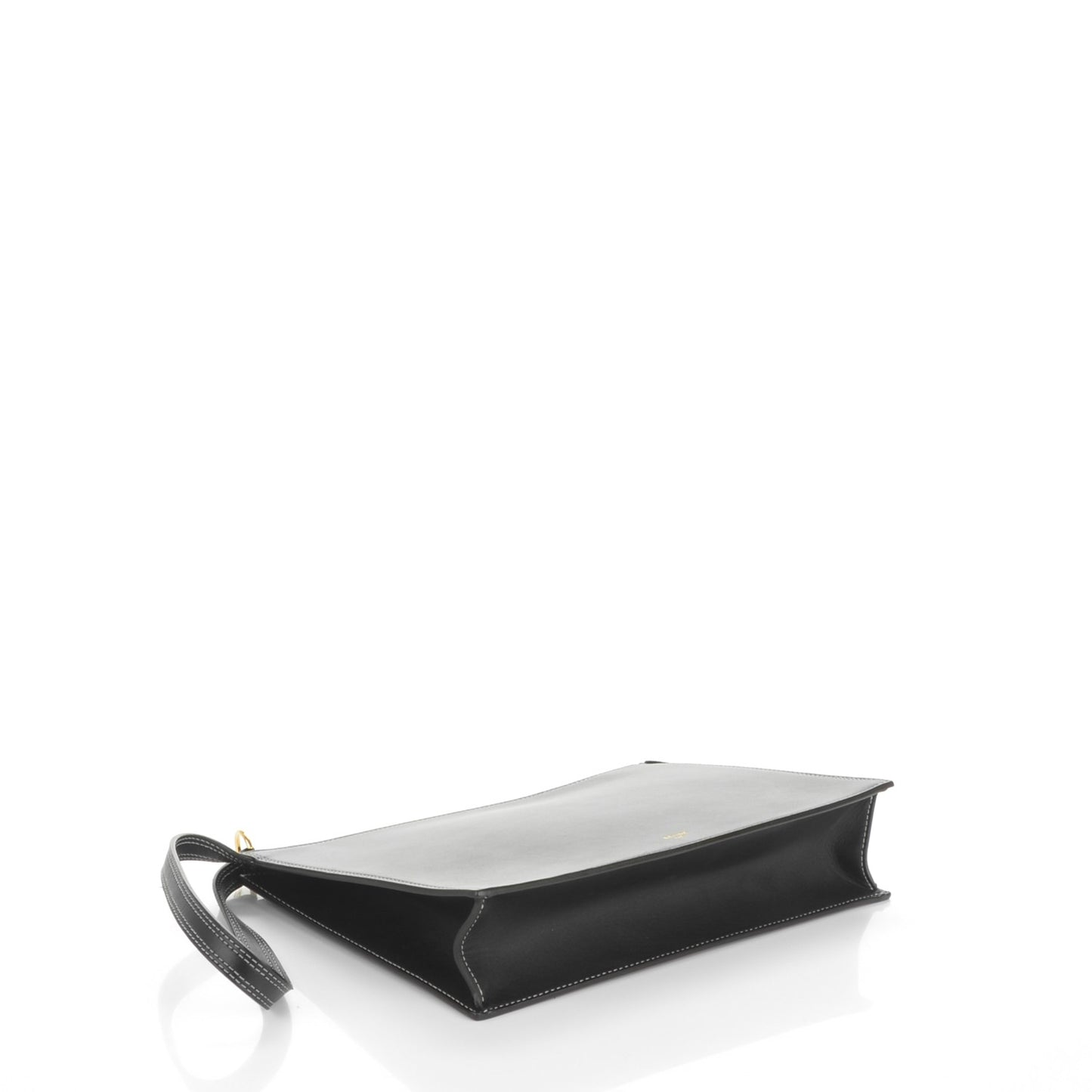 Smooth Calfskin Ring Clutch w Dragonne Black