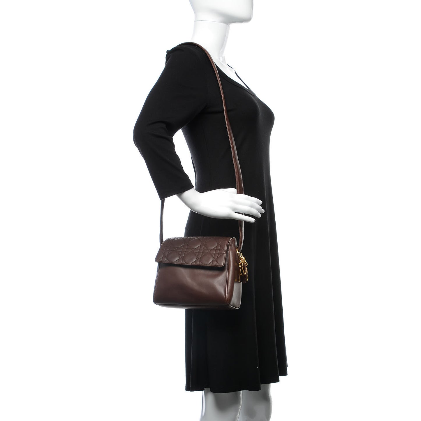 Lambskin Cannage Crossbody Flap Brown