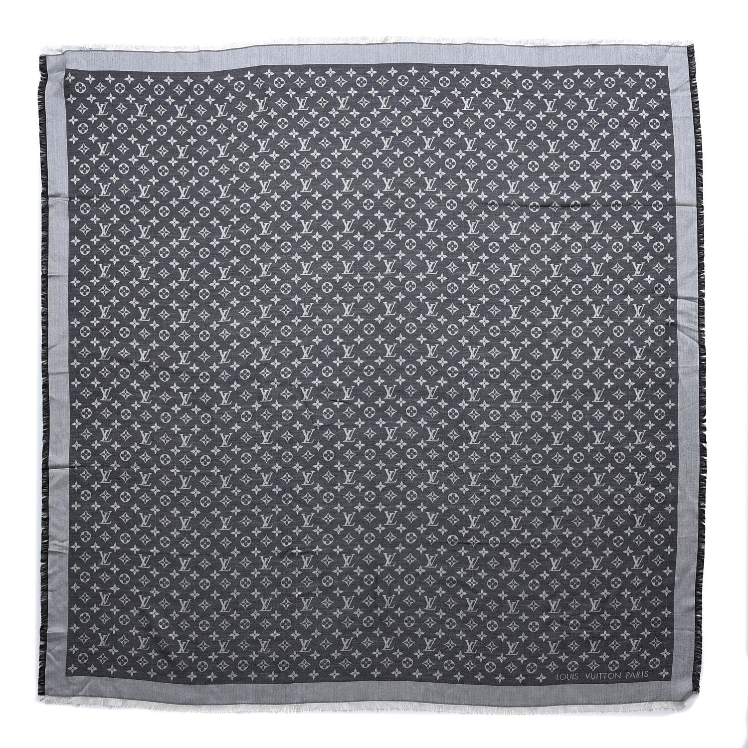 Louis Vuitton Wool Silk Monogram Denim Shawl Black 1 of 4