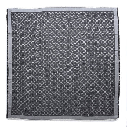 Louis Vuitton Wool Silk Monogram Denim Shawl Black 1 of 4