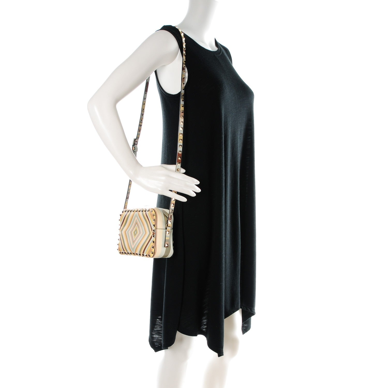 Valentino Garavani Vitello Native Couture 1975 Rockstud Camera Crossbody Bag Green Multicolor 2 of 7