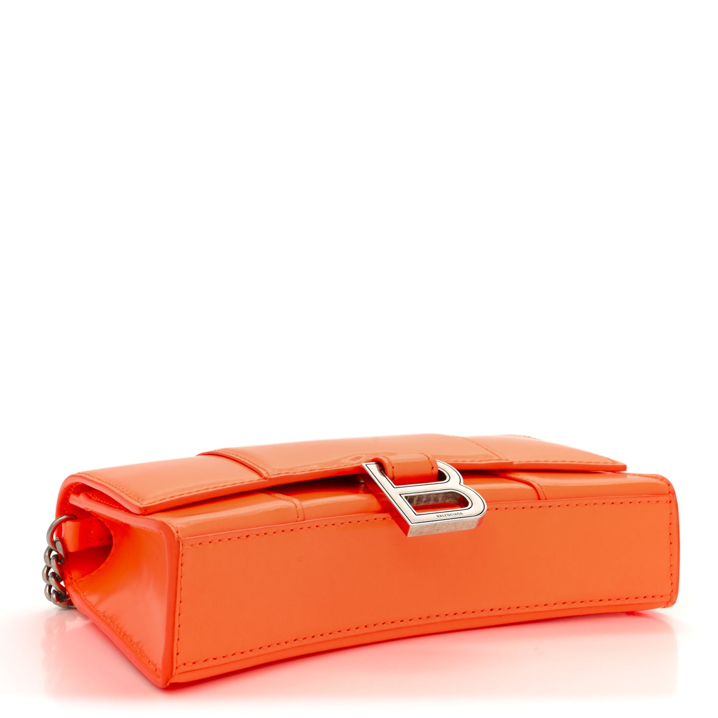 Shiny Box Calfskin Hourglass Chain Bag Fluo Orange