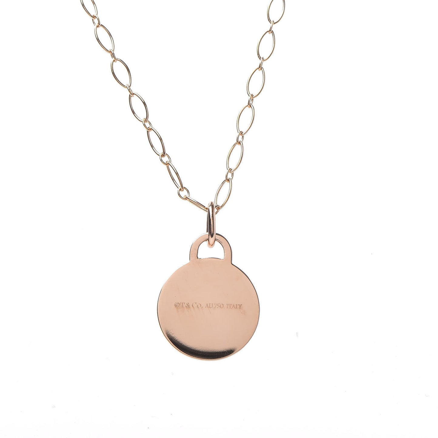 18K Rose Gold Diamond Moon Tag Charm Pendant Necklace