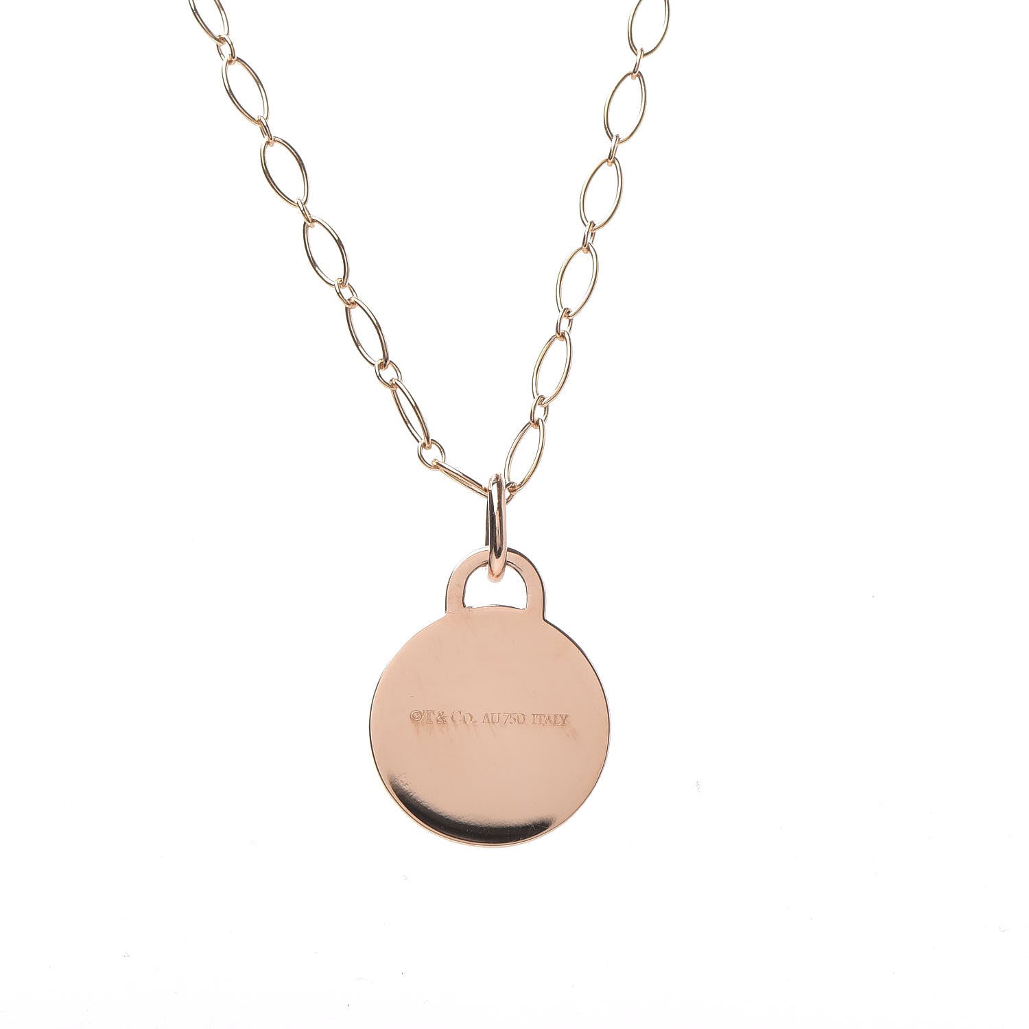 Tiffany 18K Rose Gold Diamond Moon Tag Charm Pendant Necklace 6 of 7