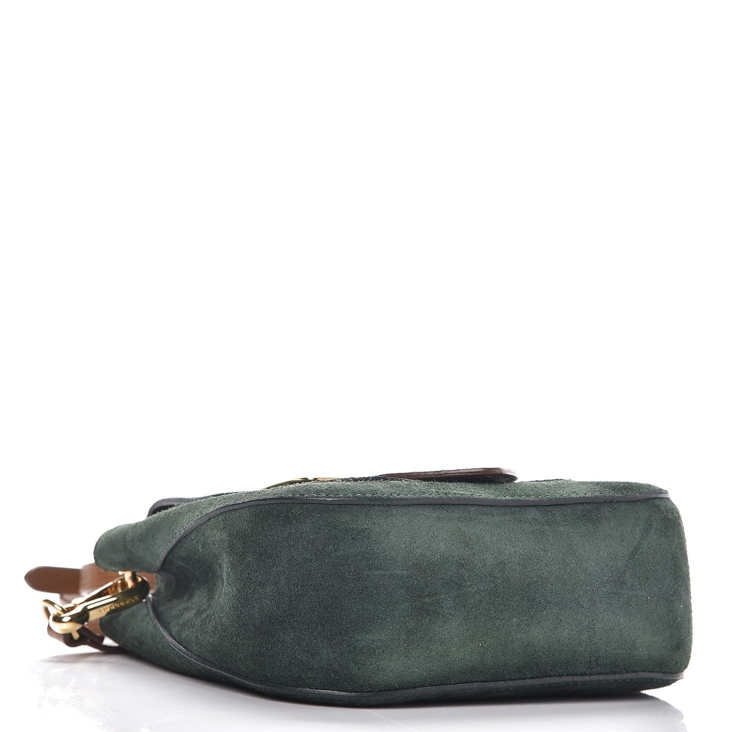 Suede Small Square Buckle Belt Bag Dark Forest Green
