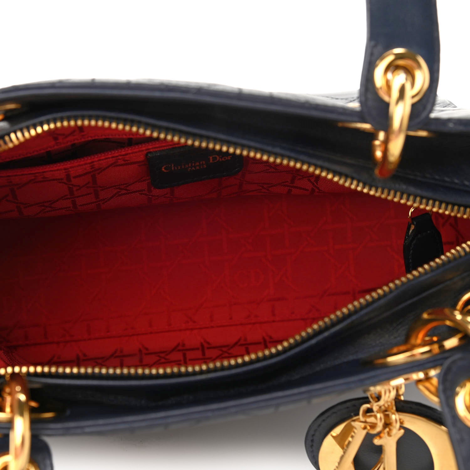 Christian Dior Lambskin Cannage Medium Lady Dior Navy Blue 5 of 10