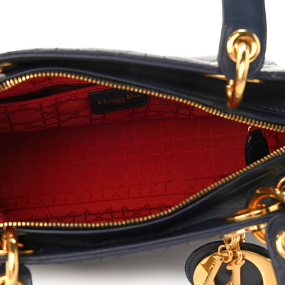 Christian Dior Lambskin Cannage Medium Lady Dior Navy Blue 5 of 10