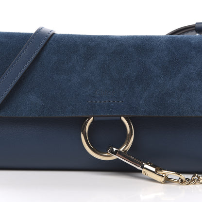 Chloe Suede Calfskin Mini Faye Shoulder Bag Majolica Blue 8 of 12