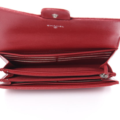 Chanel Caviar Quilted Large Gusset Flap Wallet Dark Red 5 of 11