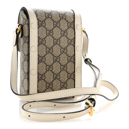 Gucci GG Supreme Monogram Azalea Calfskin Mini Horsebit 1955 Crossbody Bag Beige Ebony Mystic White 3 of 13
