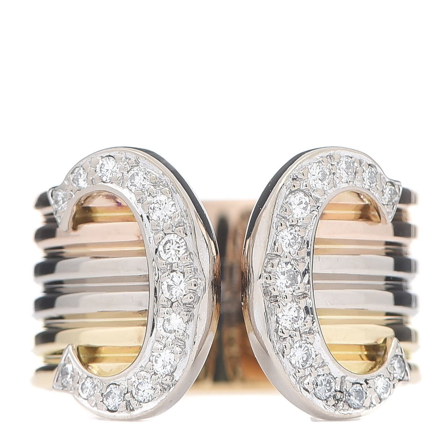 18K Pink Yellow White Gold Diamond 13mm C De Ring 57 8
