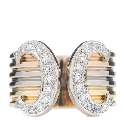 Cartier 18K Pink Yellow White Gold Diamond 13mm C De Ring 57 8 1 of 7
