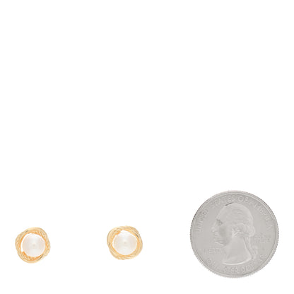 David Yurman 18K Yellow Gold Freshwater Pearl 6mm Infinity Earrings 2 of 3