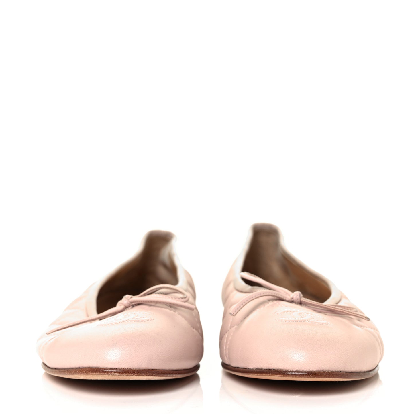 Lambskin Quilted Cap Toe Ballerina Flats 41 Light Pink