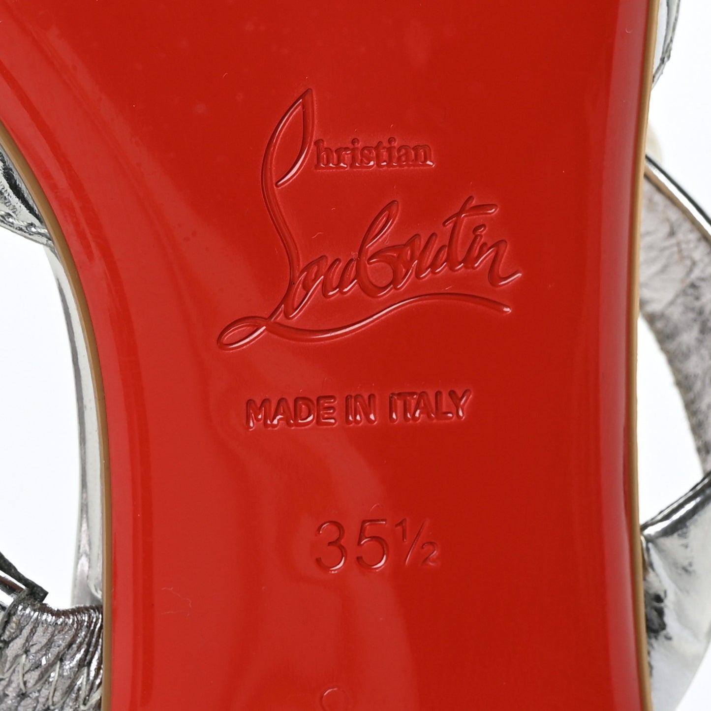 Patent Calfskin Choc Flat Mules 35.5 Silver