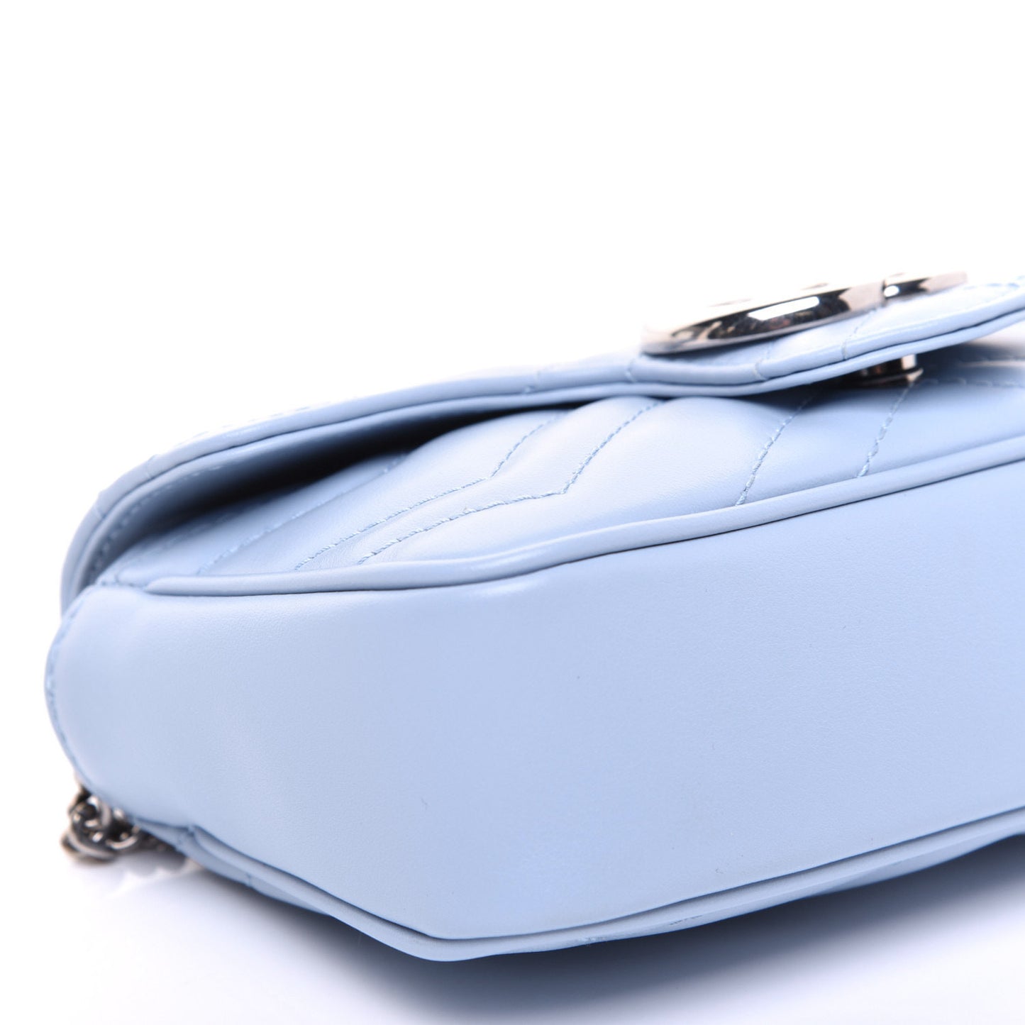 Calfskin Matelasse Super Mini GG Marmont Shoulder Bag Porcelain Light Blue