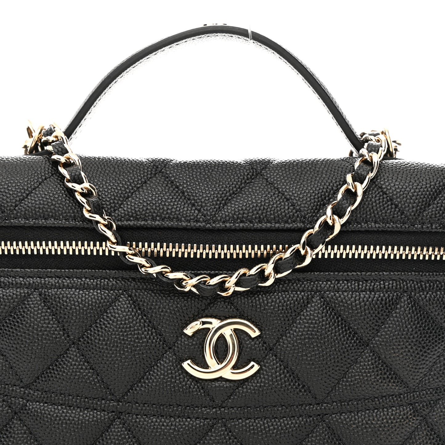 Caviar Quilted Trendy Handle Slim Vanity Black