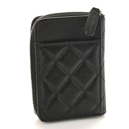 Chanel Caviar Quilted Studded CC Zip Card Holder Black 3 of 9