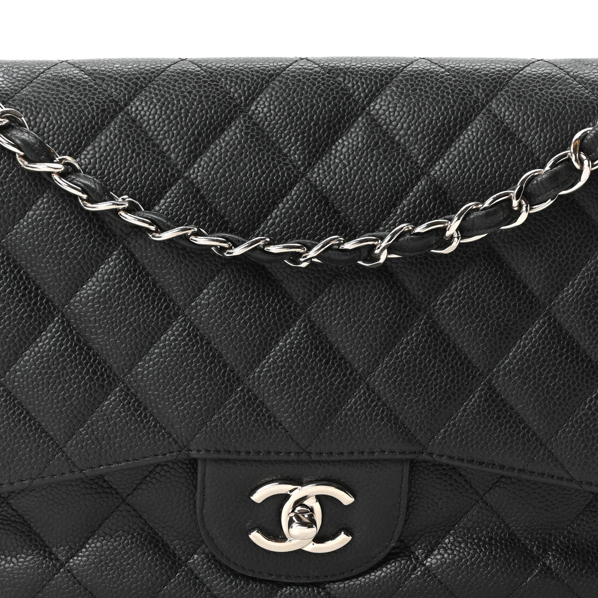 Caviar Quilted Jumbo Double Flap Black
