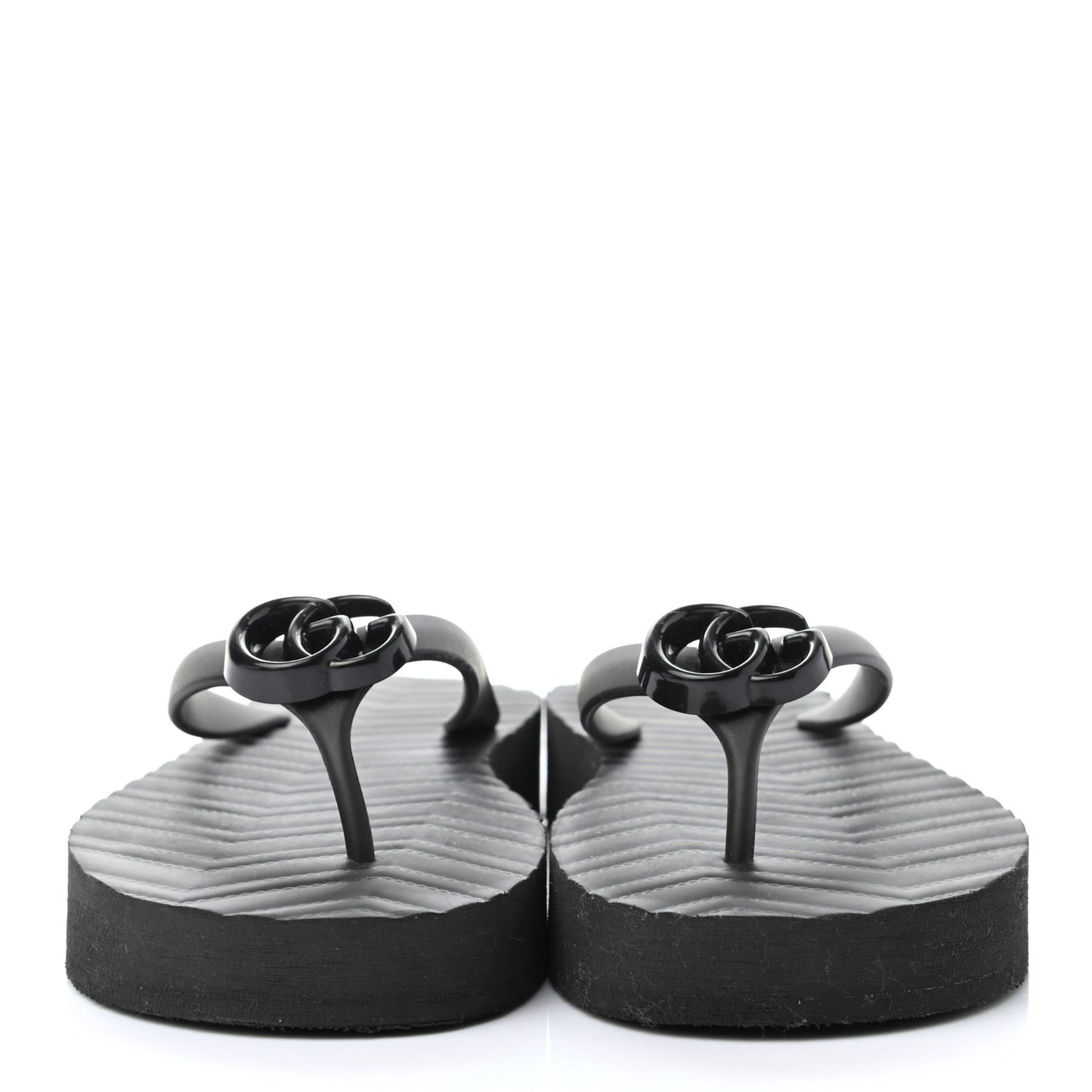 Rubber Chevron Womens GG Thong Sandals 41 Black