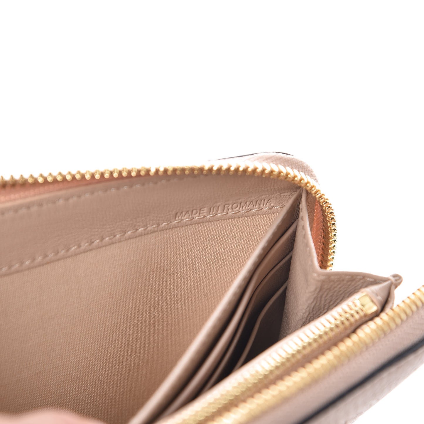Grained Calfskin Alphabet Long Zip Around Wallet Blush Nude