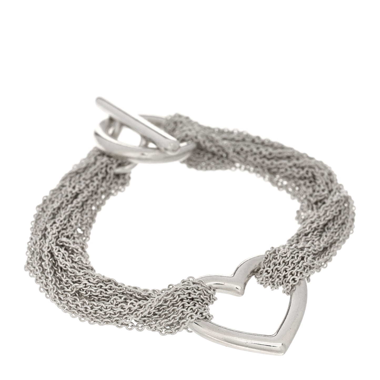 Sterling Silver Open Heart Multi Strand Bracelet