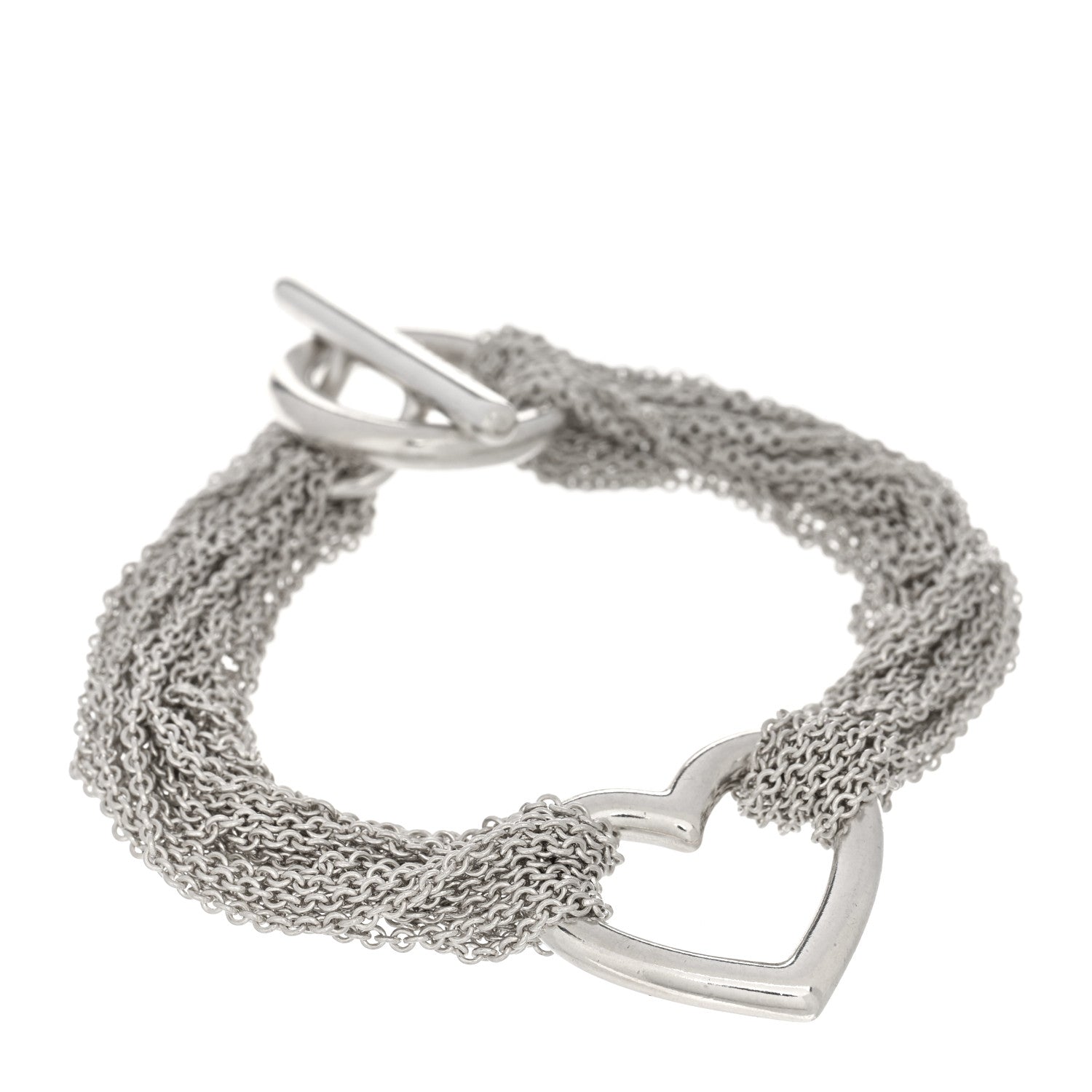 Tiffany Sterling Silver Open Heart Multi Strand Bracelet 1 of 3