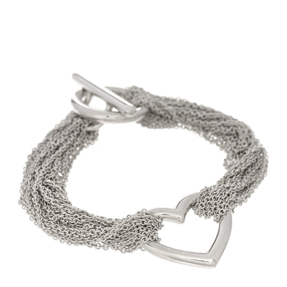 Tiffany Sterling Silver Open Heart Multi Strand Bracelet 1 of 3
