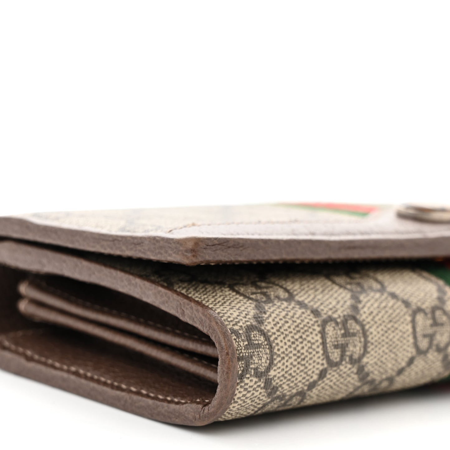 GG Supreme Monogram Web Ophidia Wallet On Chain Brown