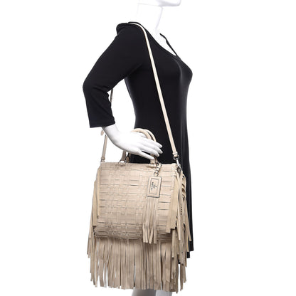 Prada Nappa Woven Fringe Tote Cera 2 of 16