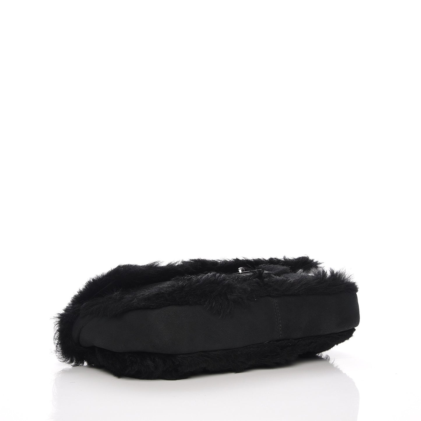 Suede Shearling Quilted Flap Black