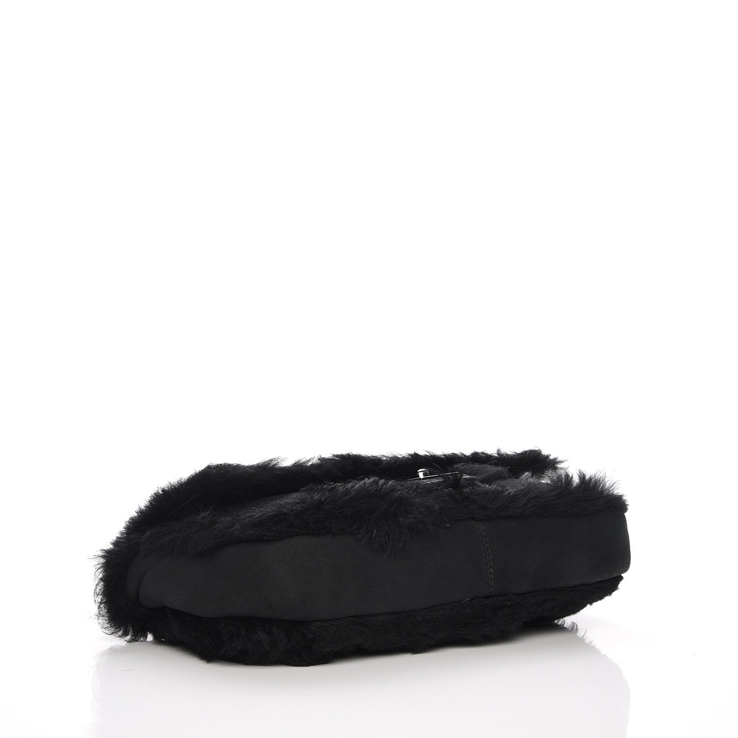 Chanel Suede Shearling Quilted Flap Black 4 of 7