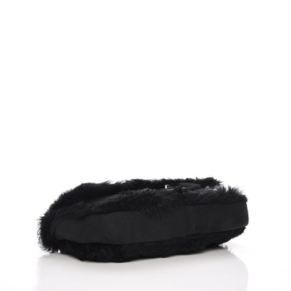Chanel Suede Shearling Quilted Flap Black 4 of 7