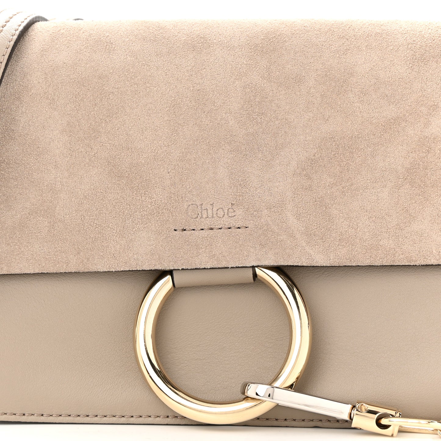 Suede Calfskin Small Faye Shoulder Bag Motty Grey
