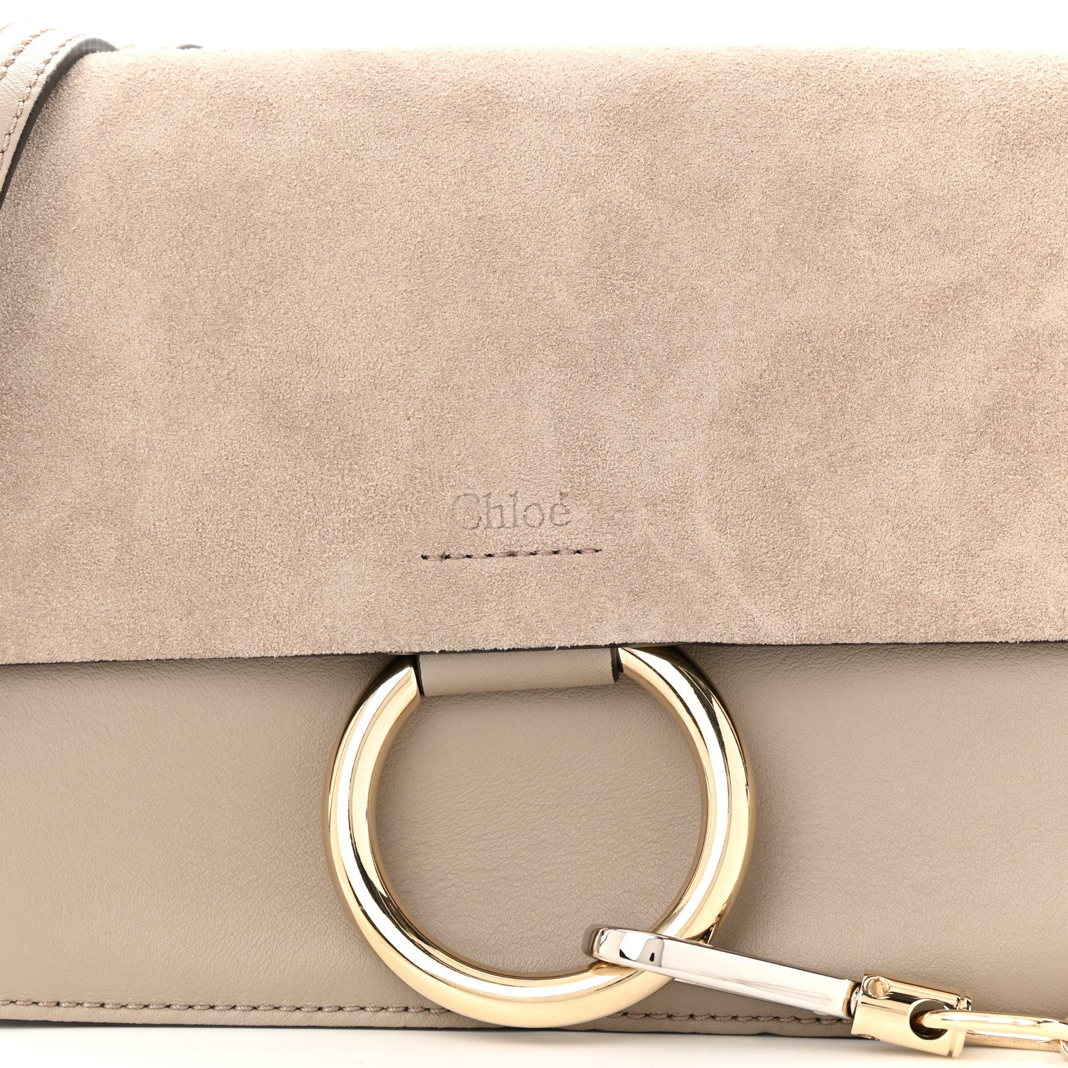 Chloe Suede Calfskin Small Faye Shoulder Bag Motty Grey 7 of 10