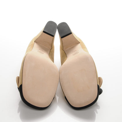Chanel Suede Pearl Camellia Pumps 39.5 Beige Black 5 of 9