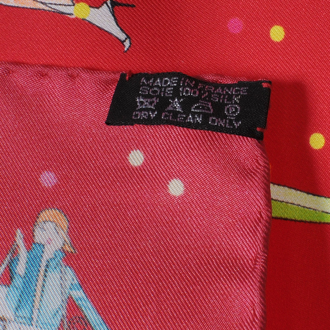 Hermes Silk Les Parisiennes De Kiraz Pocket Square Scarf Red 6 of 6