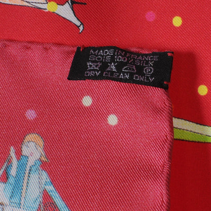 Hermes Silk Les Parisiennes De Kiraz Pocket Square Scarf Red 6 of 6