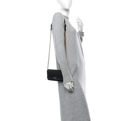 Miu Miu Nappa Matelasse Wallet On Chain Black 2 of 11