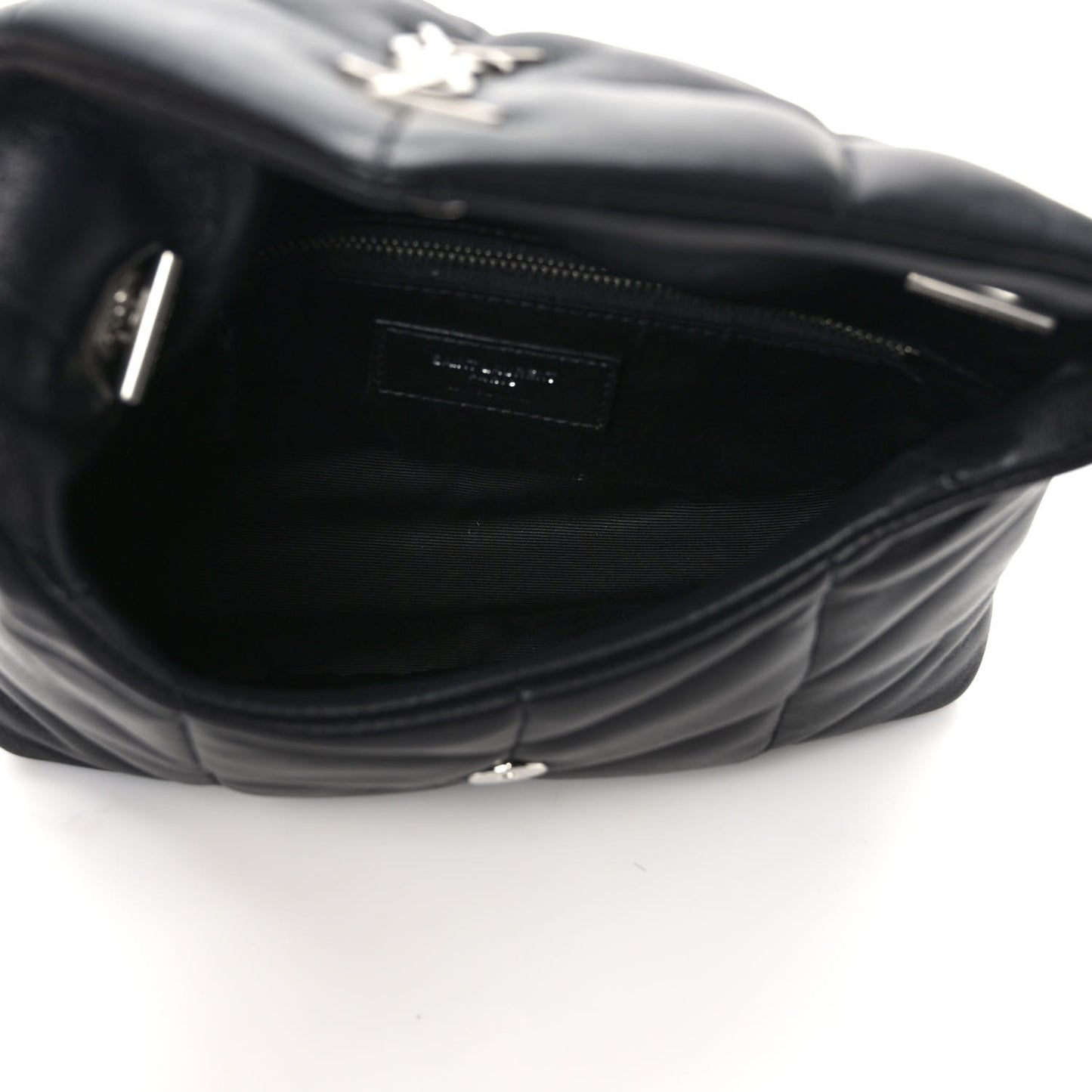 Lambskin Quilted Toy Loulou Puffer Monogram Chain Satchel Black