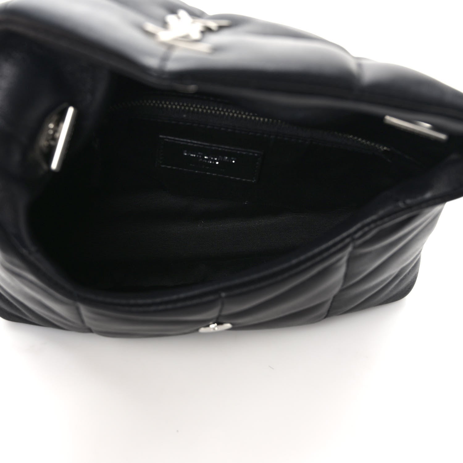 Saint Laurent Lambskin Quilted Toy Loulou Puffer Monogram Chain Satchel Black 5 of 9