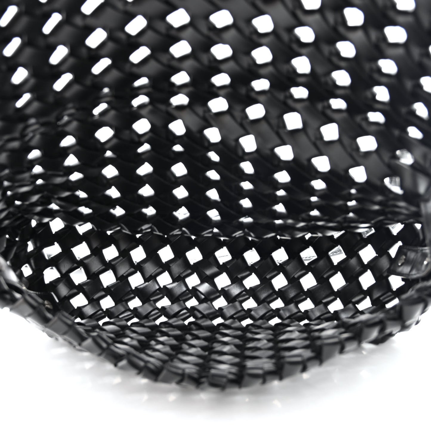 Nappa Intrecciato Crochet The Window Crossbody Bag Black