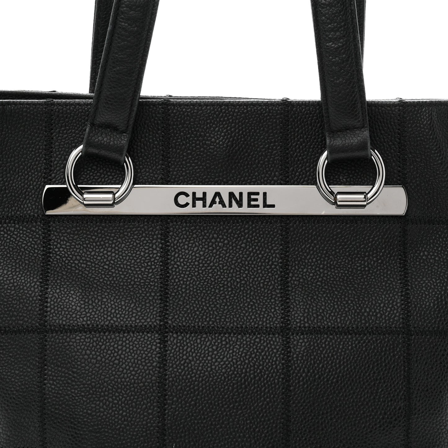 Caviar Square Stitched Tote Black