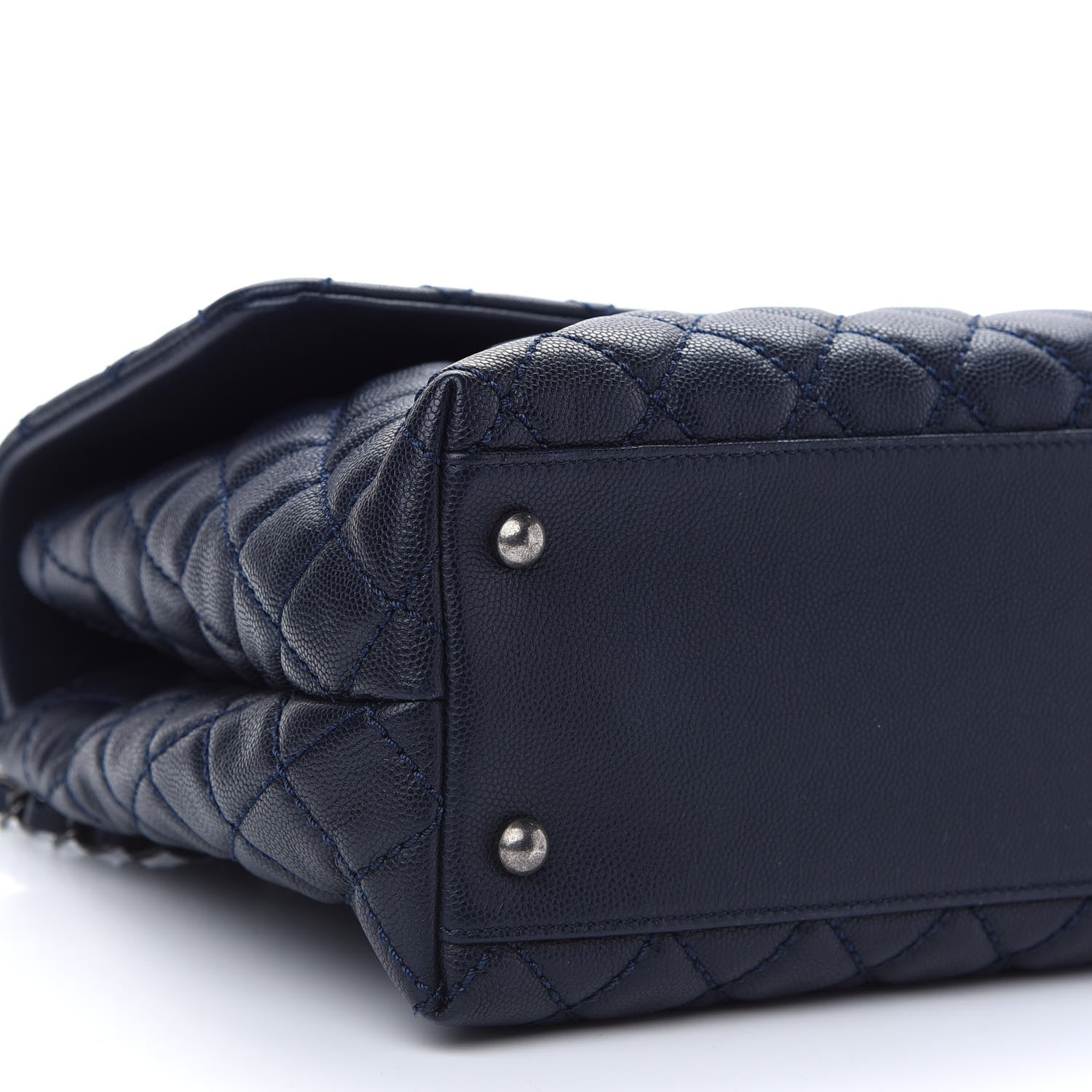 Chanel Caviar Quilted Medium Coco Handle Flap Navy 8 of 9